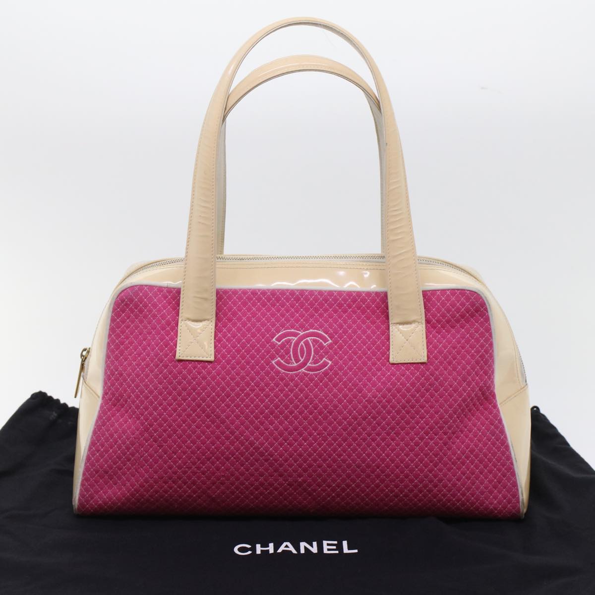 CHANEL Shoulder Bag Tweed Pink CC Auth bs6851