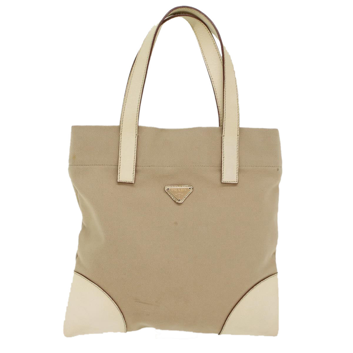 PRADA Tote Bag Canvas Leather Beige  bs7092