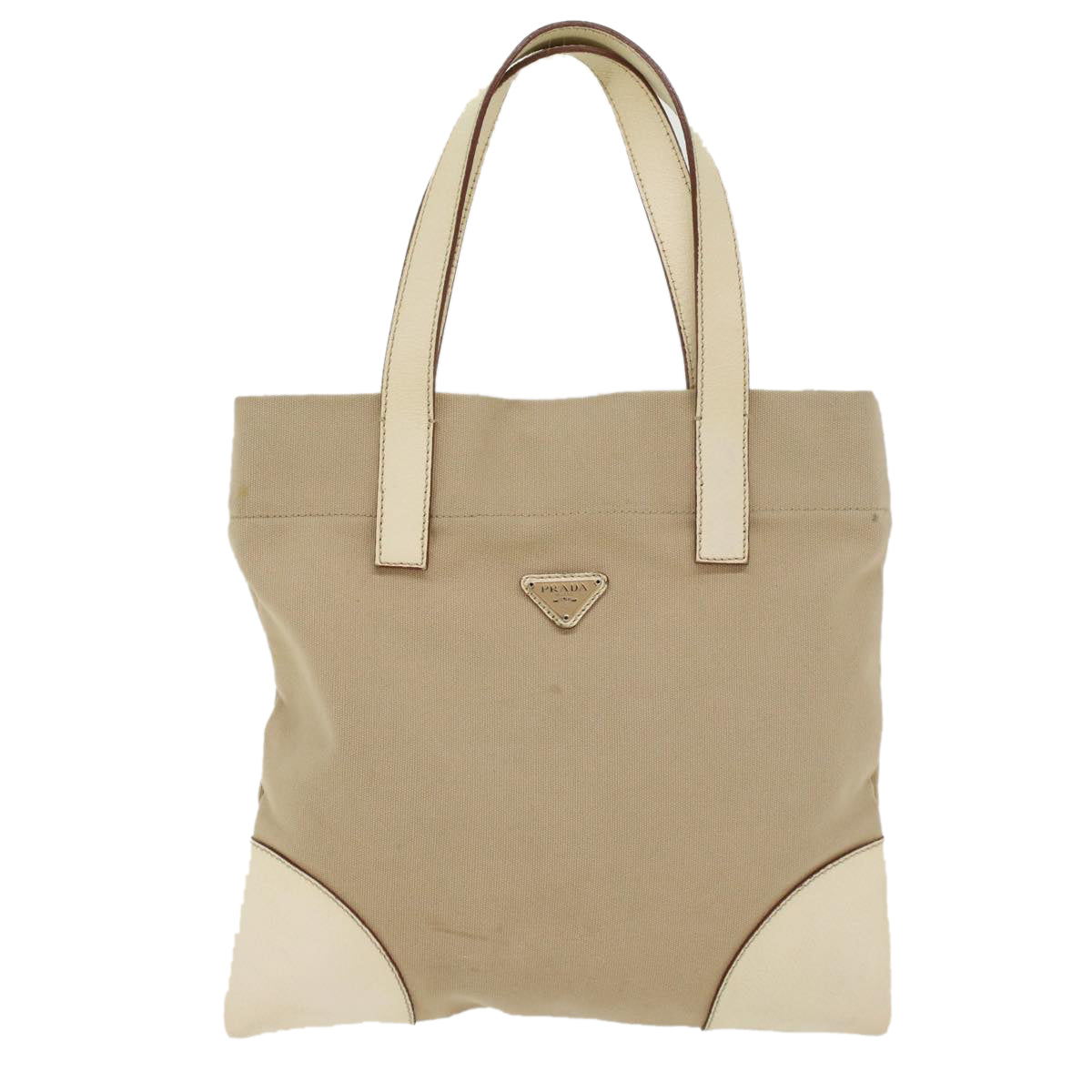 PRADA Tote Bag Canvas Leather Beige  bs7092