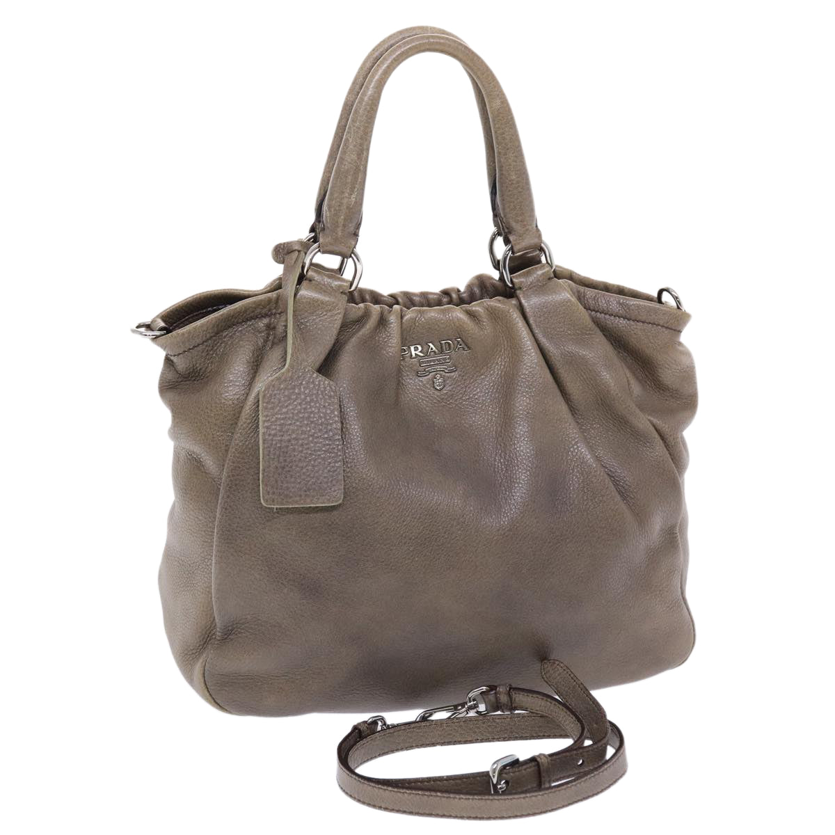 PRADA Hand Bag Leather 2way Brown  bs7151