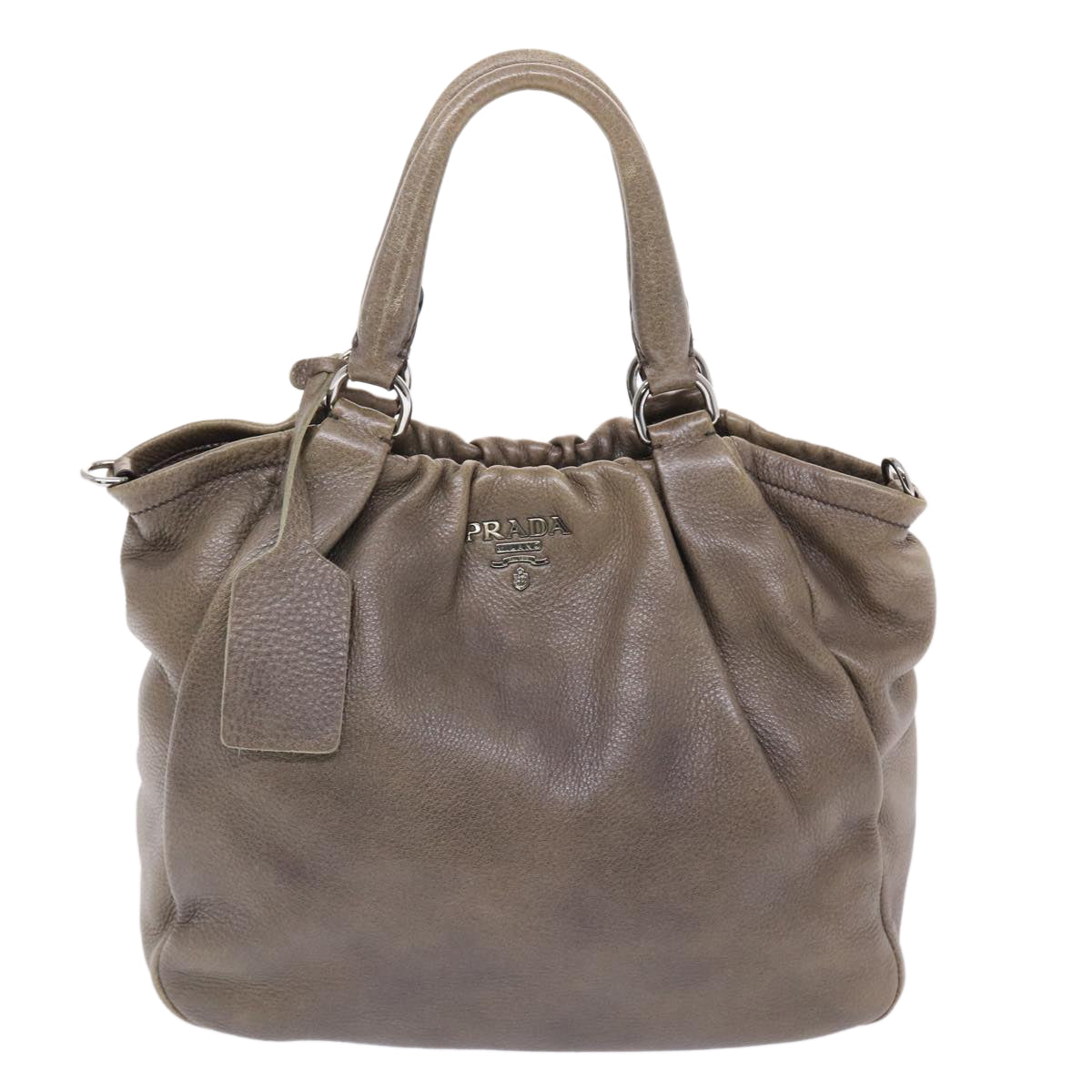 PRADA Hand Bag Leather 2way Brown  bs7151