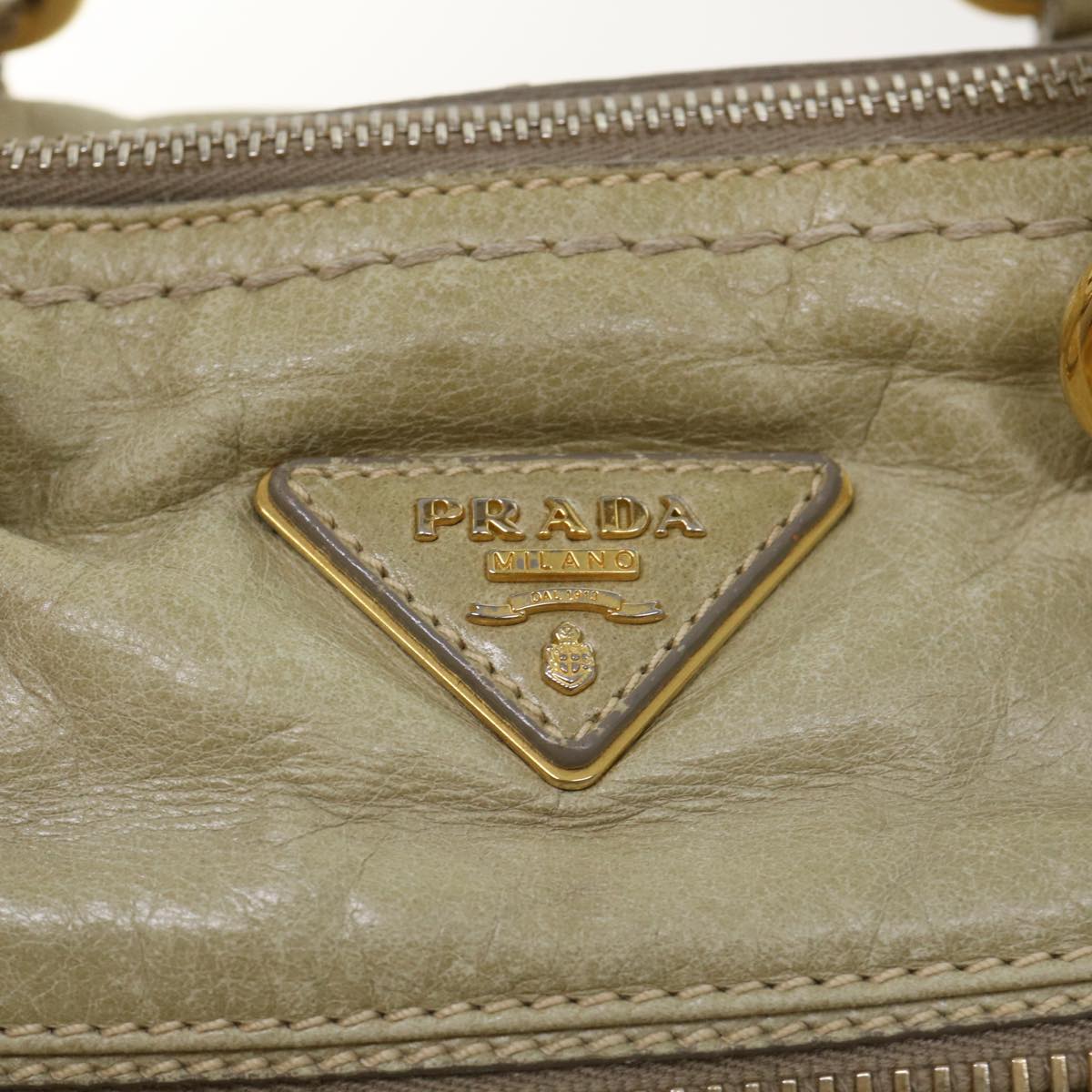 PRADA Boston Bag Leather Beige  bs7185