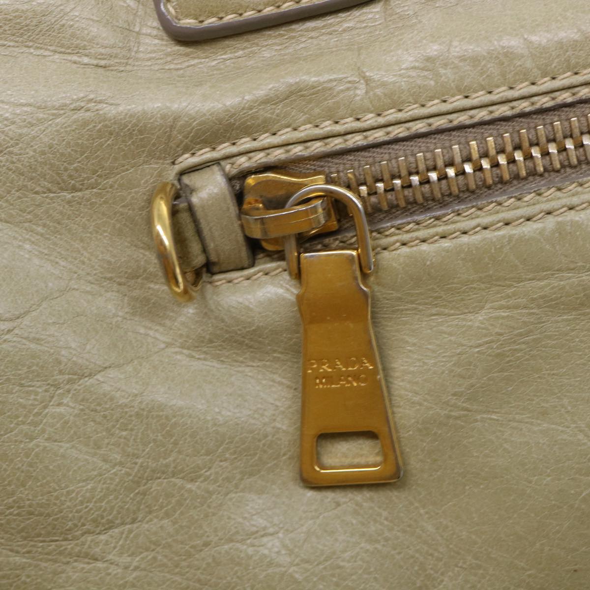 PRADA Boston Bag Leather Beige  bs7185