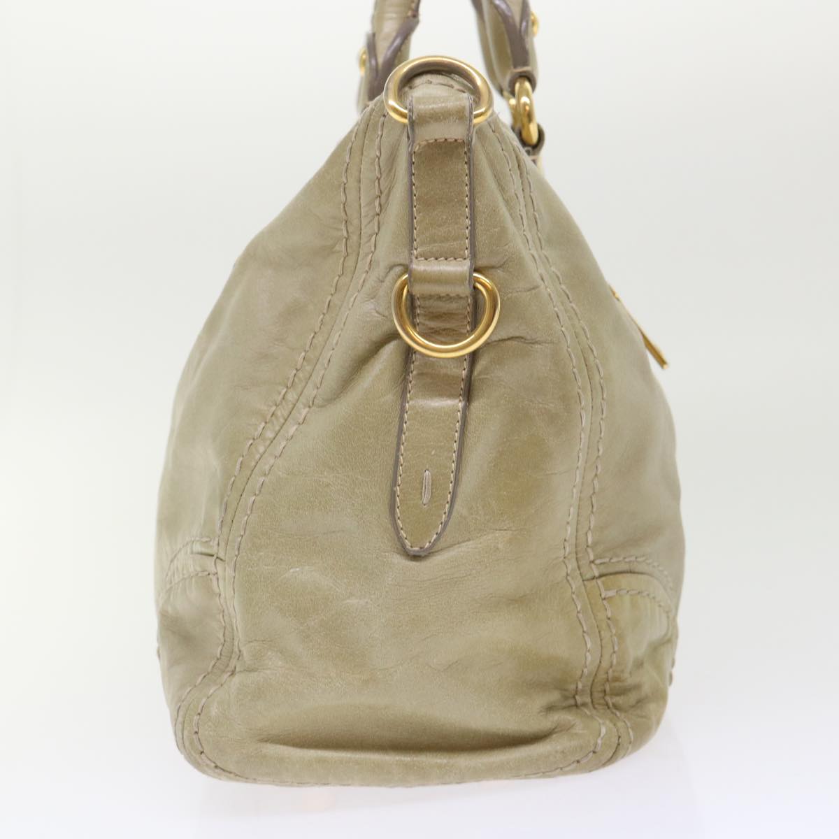 PRADA Boston Bag Leather Beige  bs7185