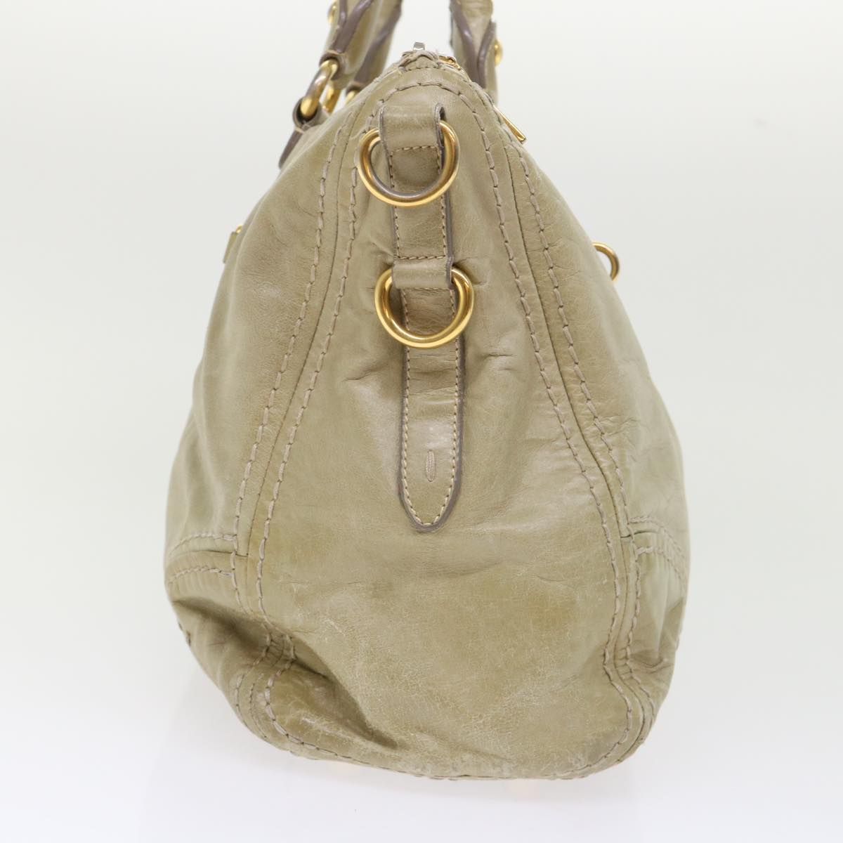 PRADA Boston Bag Leather Beige  bs7185