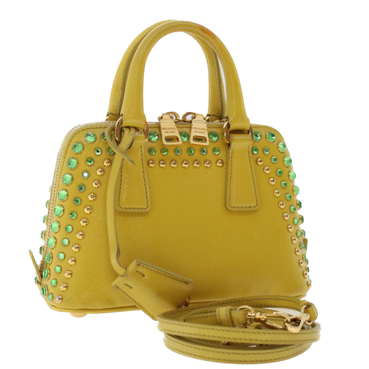 PRADA Bijoux Hand Bag Safiano leather 2way Yellow  bs7257