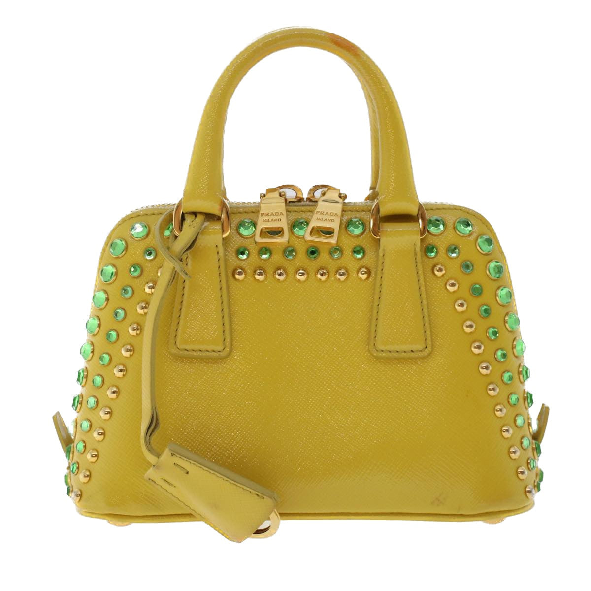 PRADA Bijoux Hand Bag Safiano leather 2way Yellow  bs7257