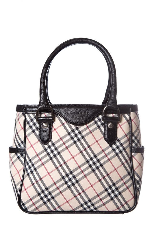 Burberry Nova Check Handle Multicolor Canvas Tote