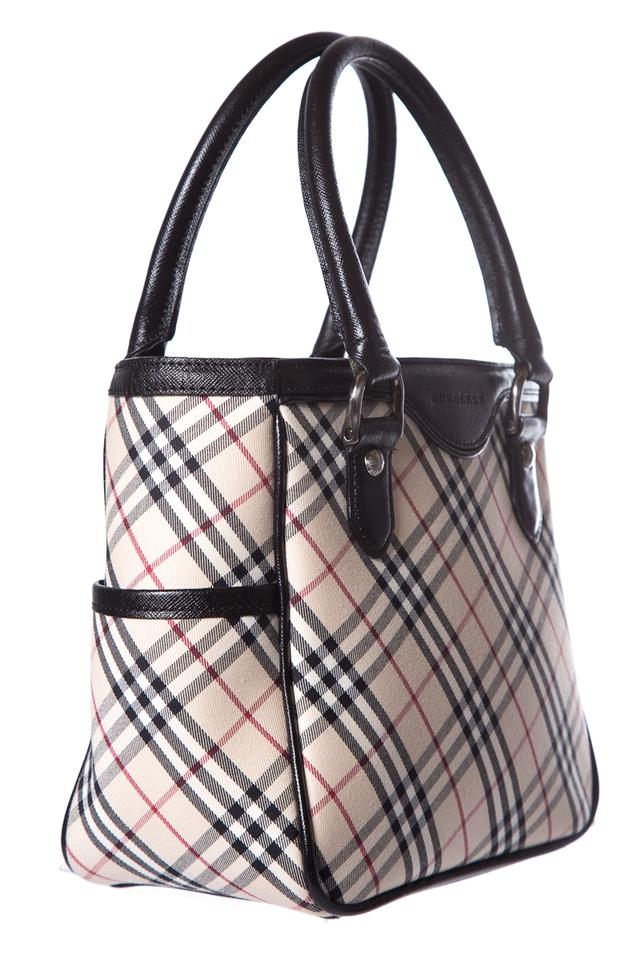 Burberry Nova Check Handle Multicolor Canvas Tote