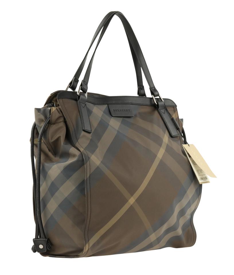 Burberry Packable Check Sm Buckleigh Brown Nylon Tote