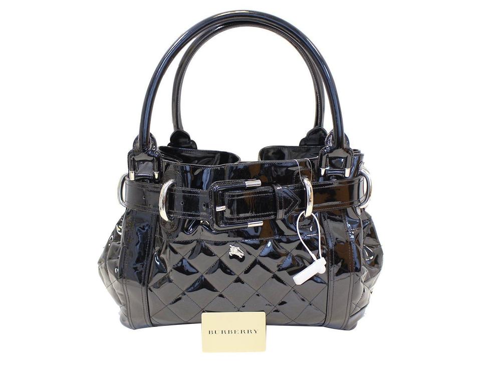 Burberry Tote Quilted Patent Leather Beaton Shoulder Bag