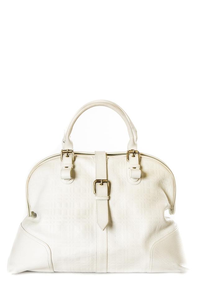 Burberry Refurbished White Leather Tote