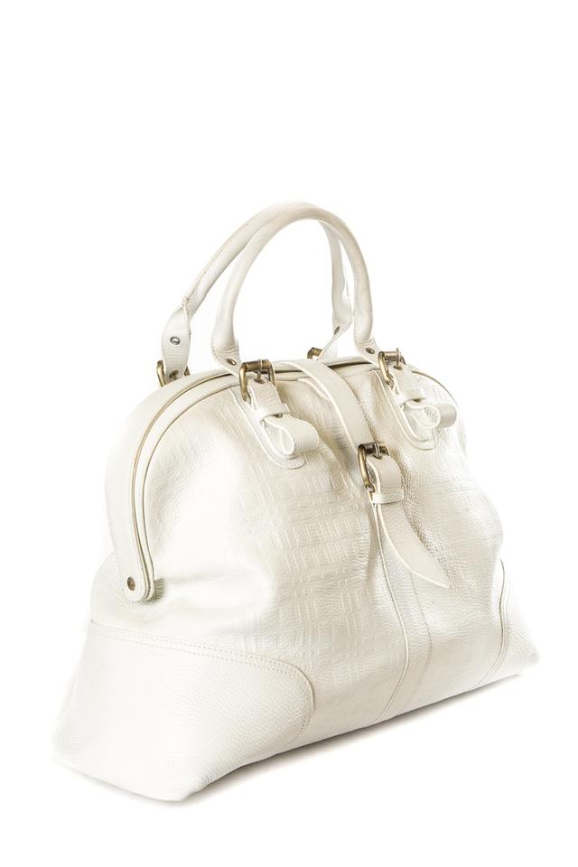 Burberry Refurbished White Leather Tote