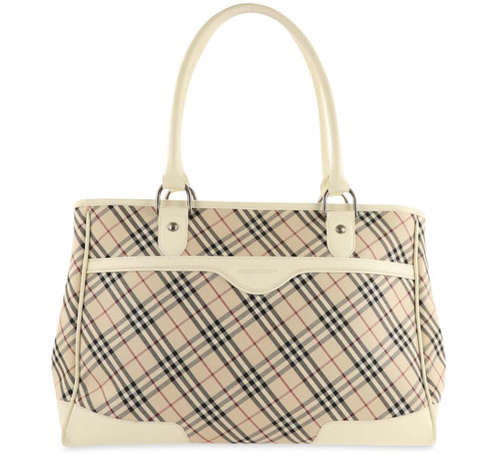 Burberry Shoulder Bag Beige Canvas Tote