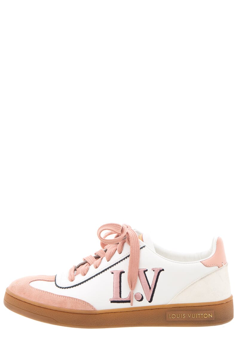 Louis Vuitton Frontrow White & Pink Calfskin Leather Sneakers SZ 38