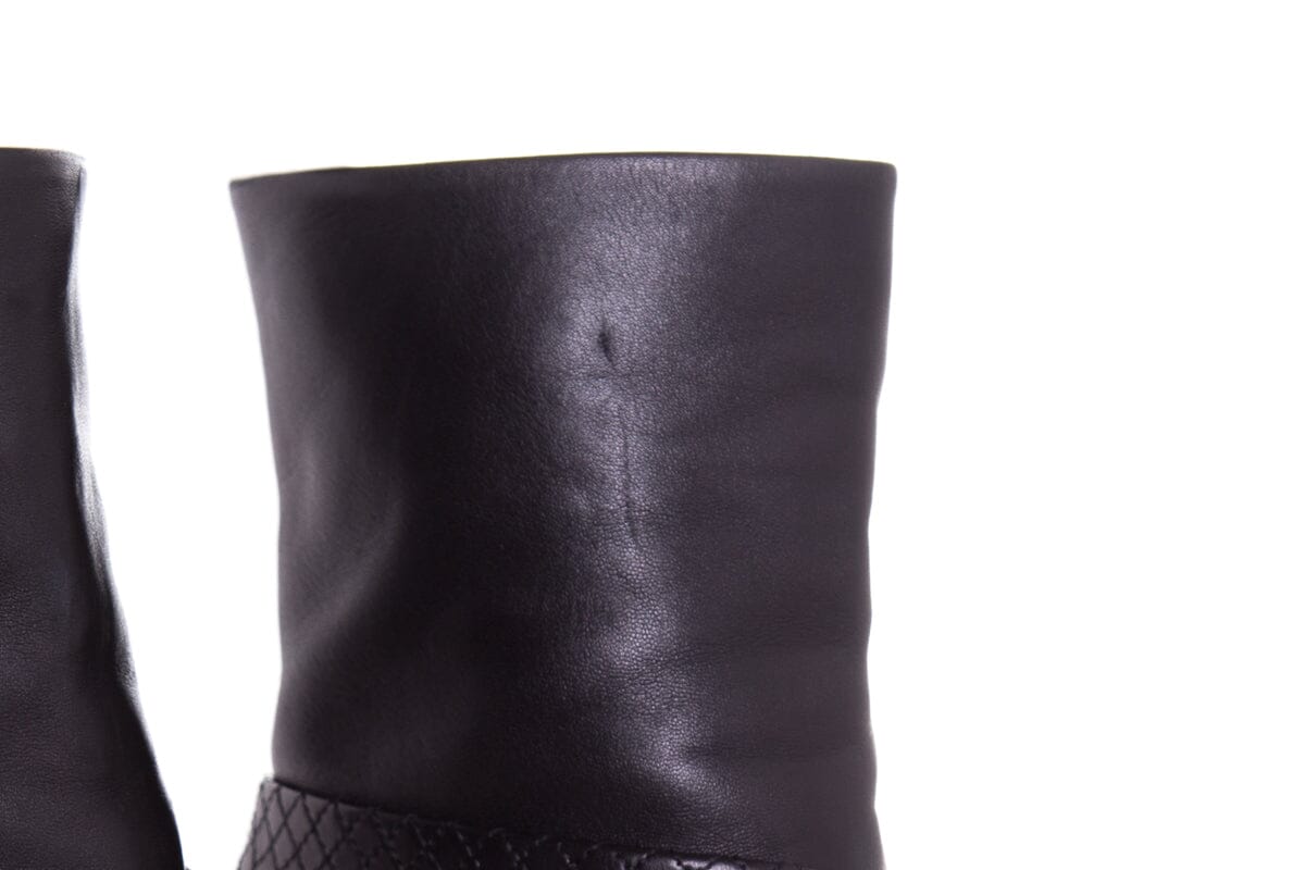 Chanel Calfskin Black Wrap Detail  Boots SZ 39