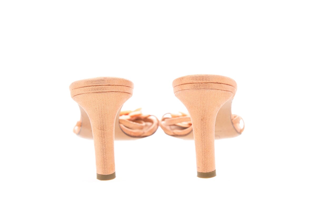 Chanel Peach Shimmer & Shell Detail Heels  SZ 39.5