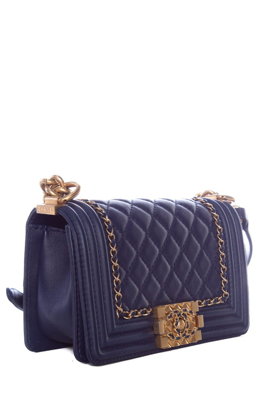 Chanel Infinity Boy Flap Quilted Calfskin Navy Small Handbag