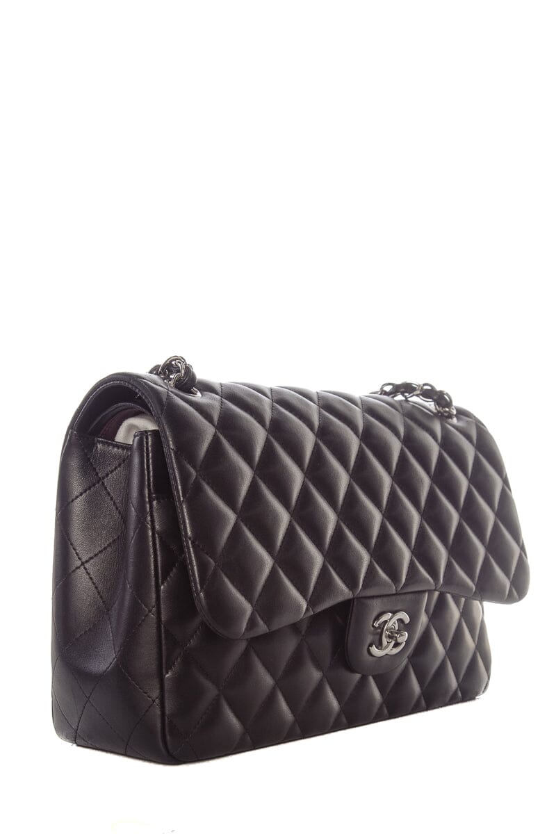 Chanel Black Jumbo Lambskin Double SHW  Handbag