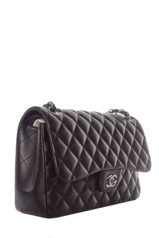 Chanel Black Jumbo Lambskin Double SHW  Handbag