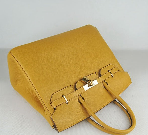 Hermes Birkin 35cm Togo Leather Handbags Yellow Golden