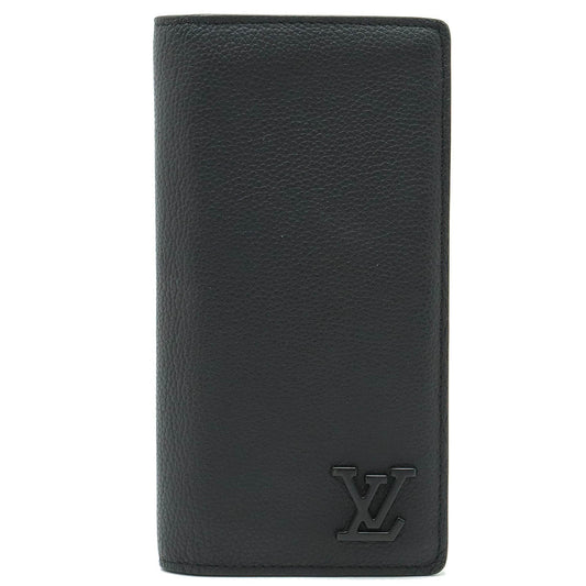 LOUIS VUITTON Louis Vuitton LV Aerogram Portfolio Brother NM 2 Folded Wallet 2 Folded Green Leather Noir Black M69980