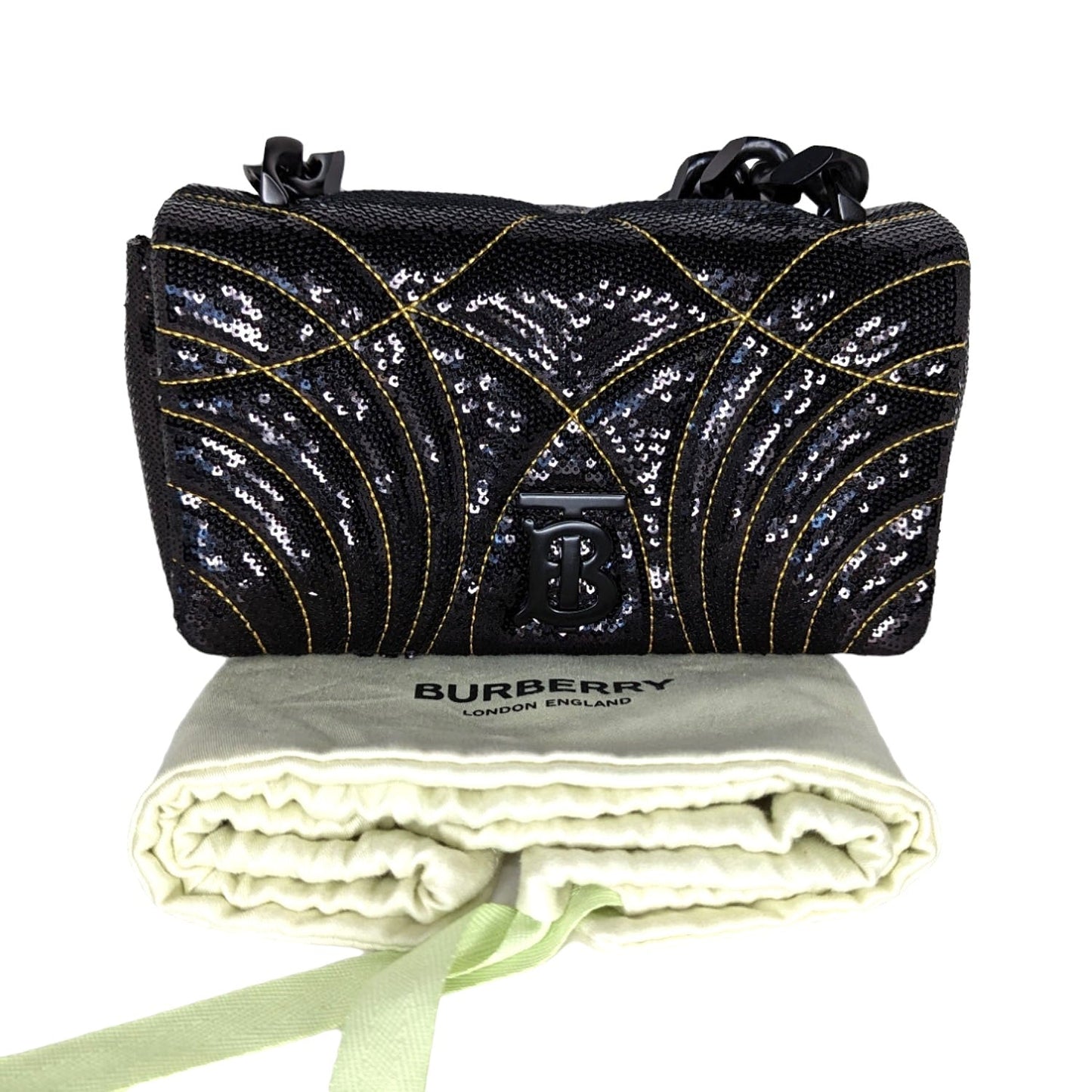 Burberry Lola Small Quilted Sequin Chain Shoulder Bag