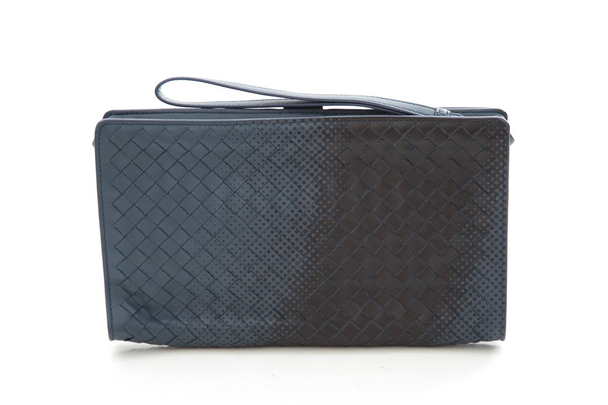 Bottega Veneta Intrecciato Blue & Black Graphic Clutch