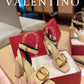 Valentino Garavani Strap Heeled Sandals With V Logo Signature Embellishment Light Yellow For Women