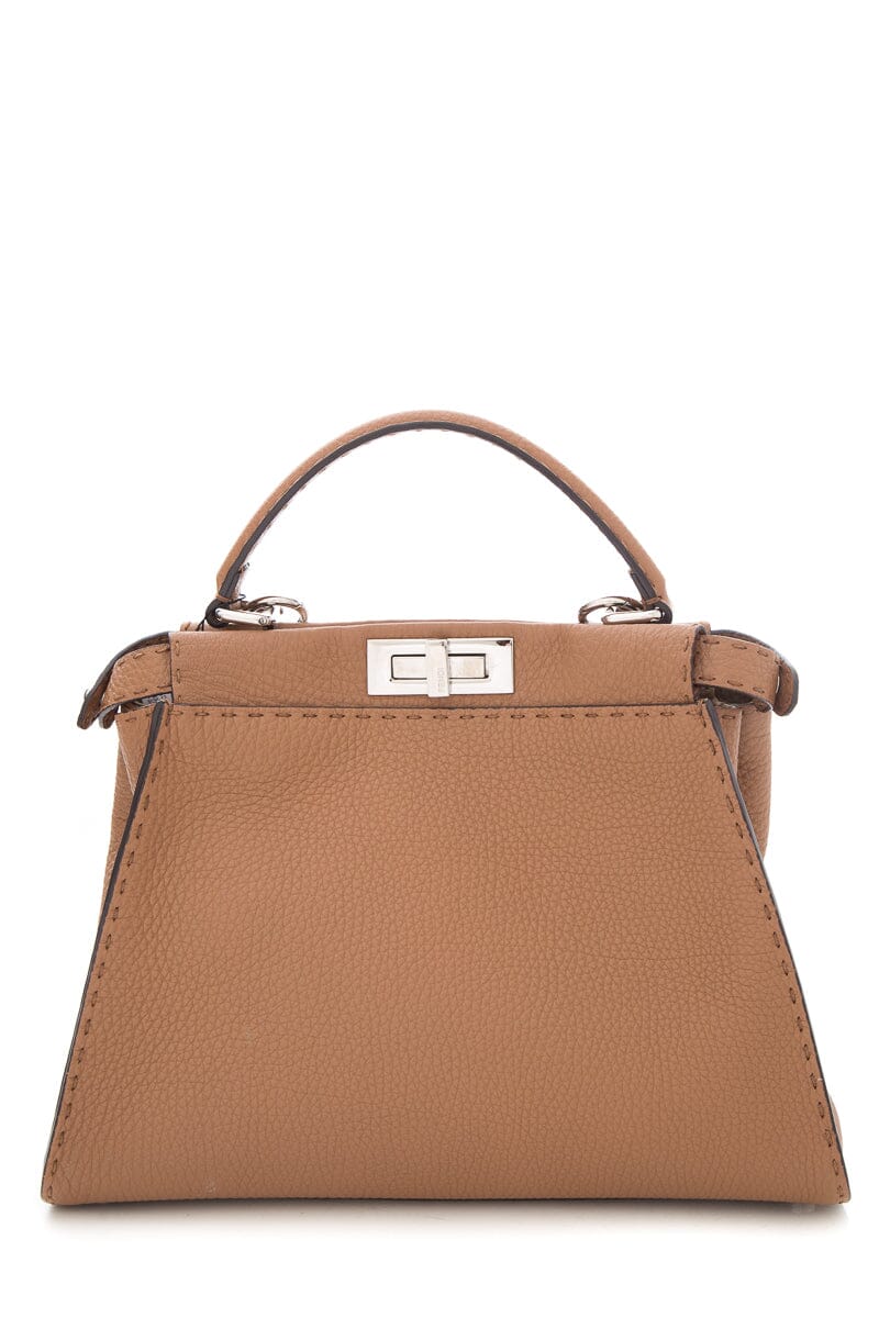 Fendi Brown Leather Medium Peak-A-Boo Handbag