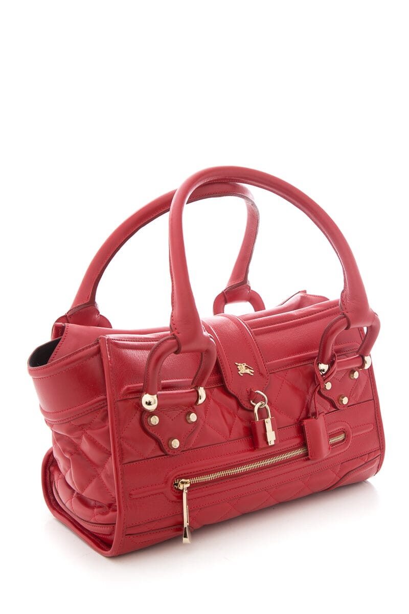 BBR Red Leather Manor Quilted Tote