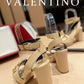 Valentino Garavani Strap Heeled Sandals With V Logo Signature Embellishment Light Yellow For Women