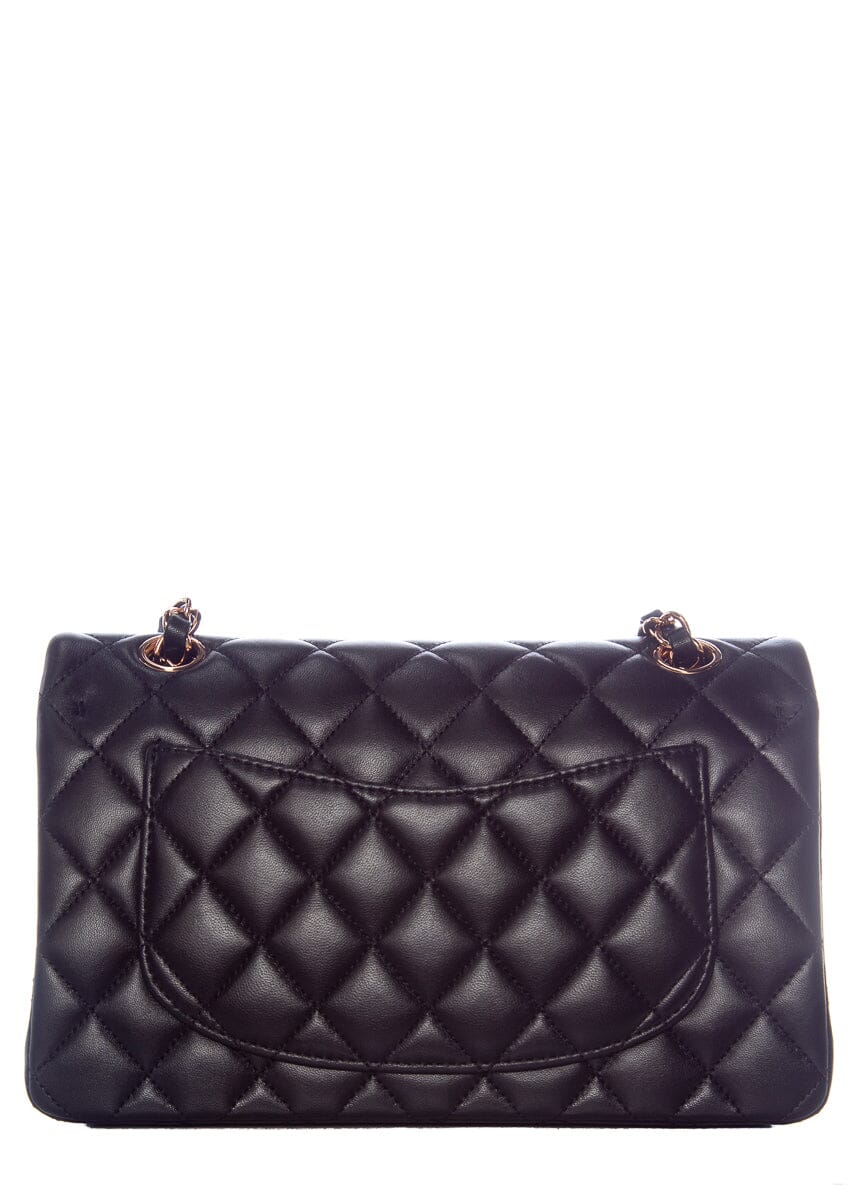 Chanel Black Lambskin Small Classic Flap RGHW  Handbag