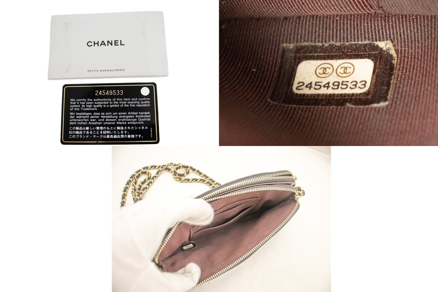 CHANEL Caviar Wallet On Chain WOC Double Zip Chain Shoulder Bag