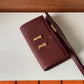 HM Constance Togo Long Wallet 21cm/8.3in Gold Toned Hardware For Women Red