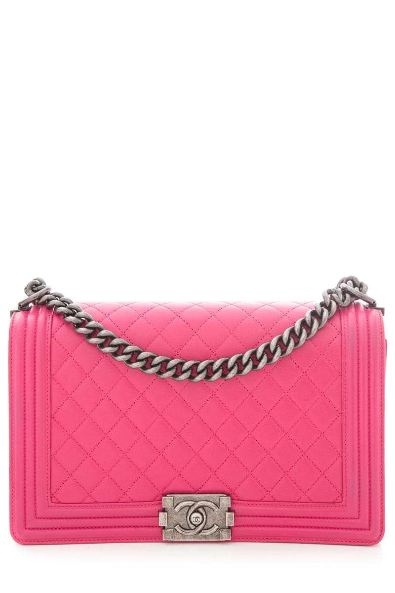 Chanel 2014 Hot Pink New Med Boy Bag Handbag