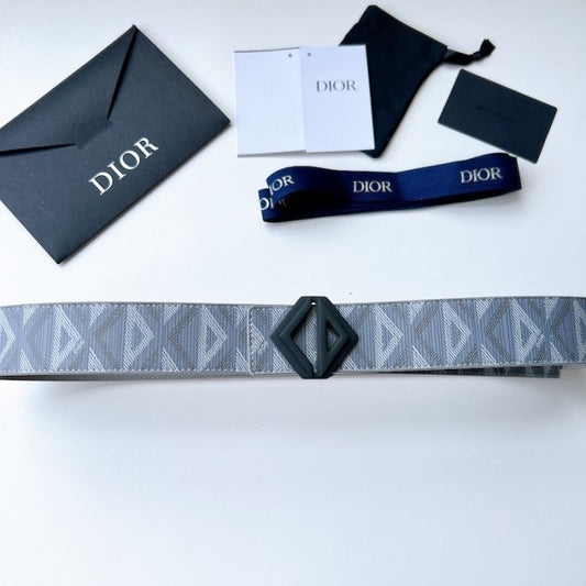 Dior Diamond Canvas Reversible Belt w/ CD Diamond Buckle 40 MM Gray