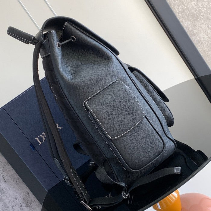 Dior Saddle Backpack Black Grained Calfskin