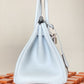 HM Birkin Nata Swift Light Blue For Women Silver Toned Hardware 10in/25cm