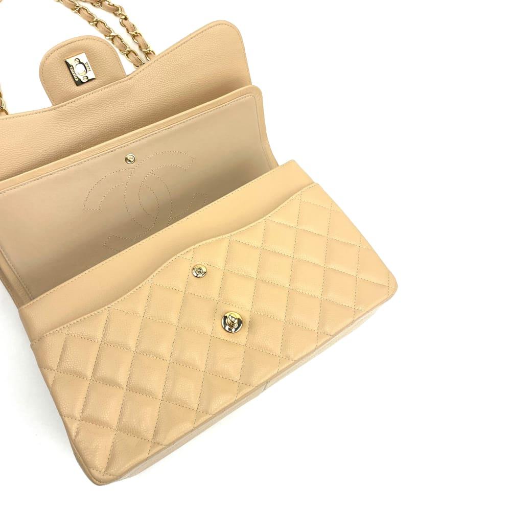 CHANEL Classic Jumbo Double Flap Bag Cream Caviar Leather