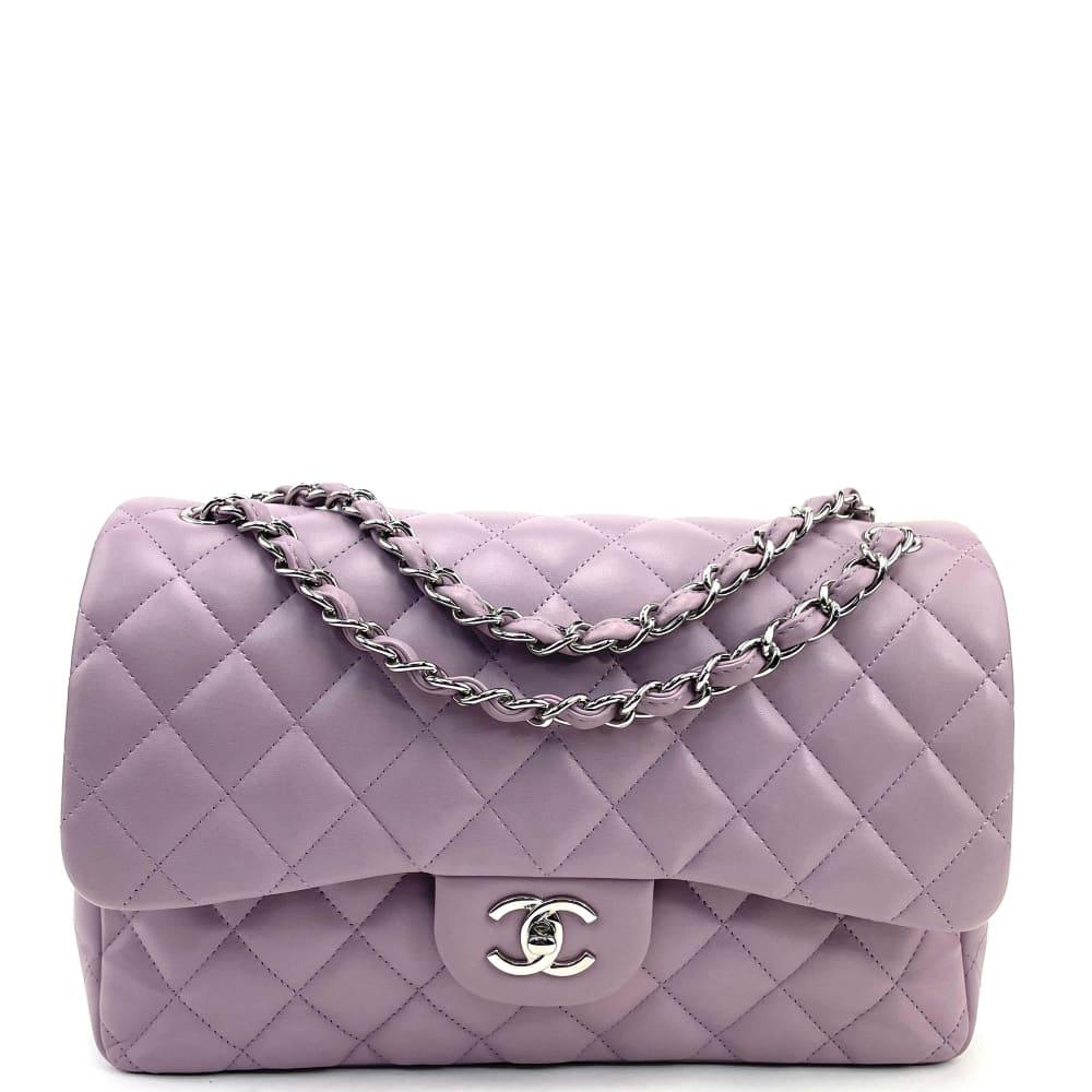 CHANEL Classic Jumbo Double Flap Lambskin Bag- Light Purple