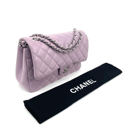 CHANEL Classic Jumbo Double Flap Lambskin Bag- Light Purple