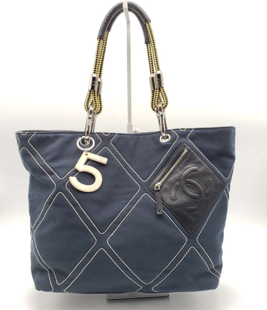 Chanel  Navy Blue Canvas Tote Bag