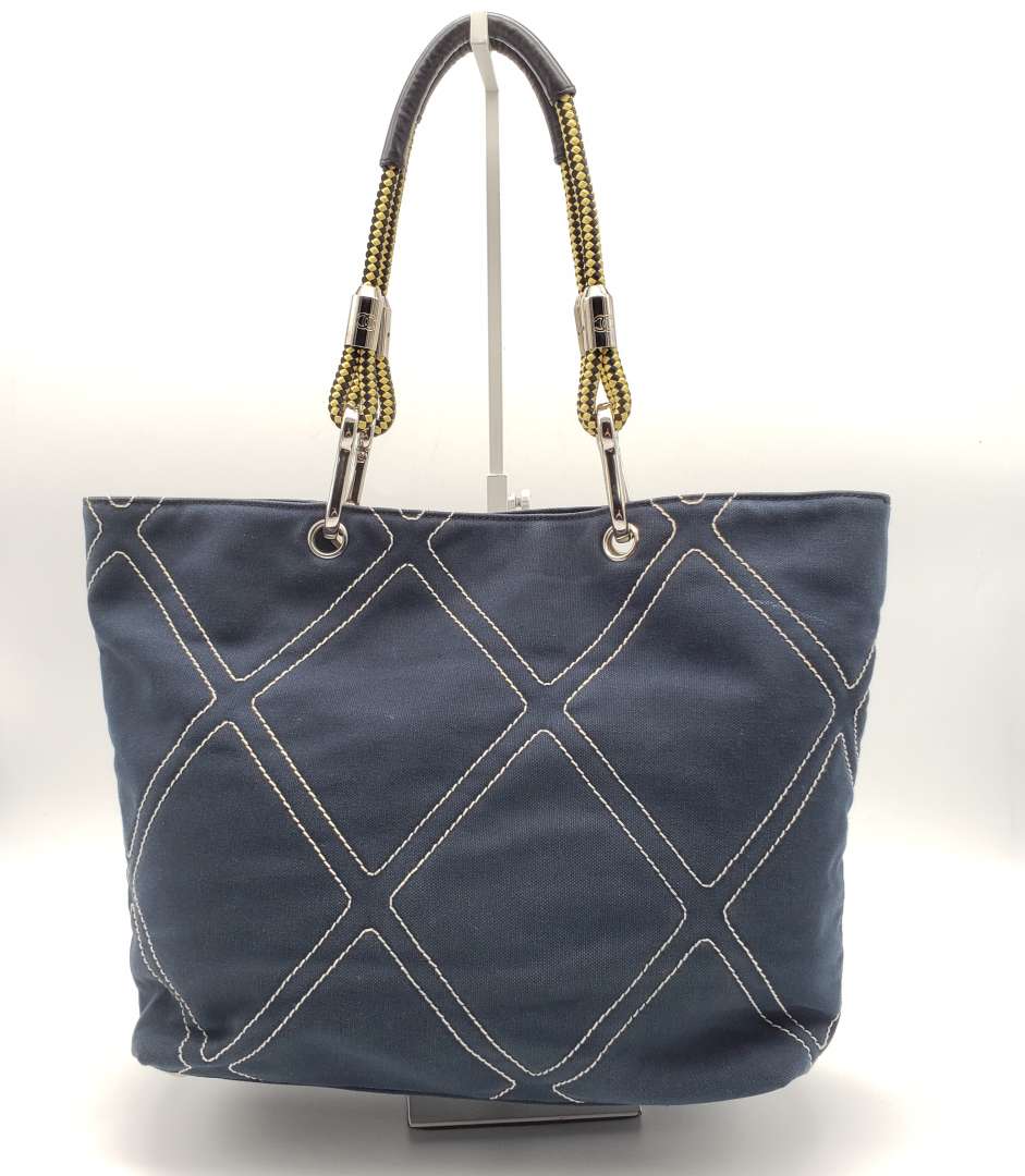 Chanel  Navy Blue Canvas Tote Bag