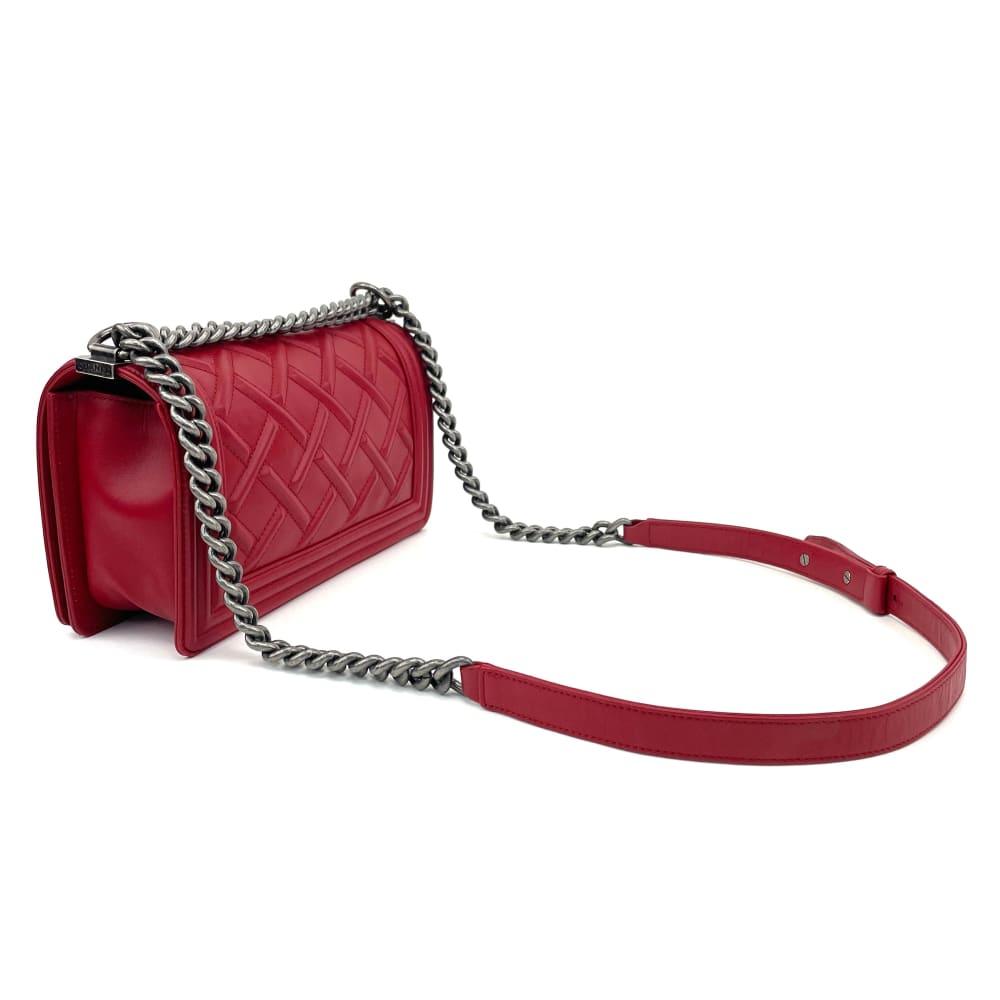 CHANEL Quilted Embossed Medium Boy Bag - Red - OUTLET ITEM FINAL SALE