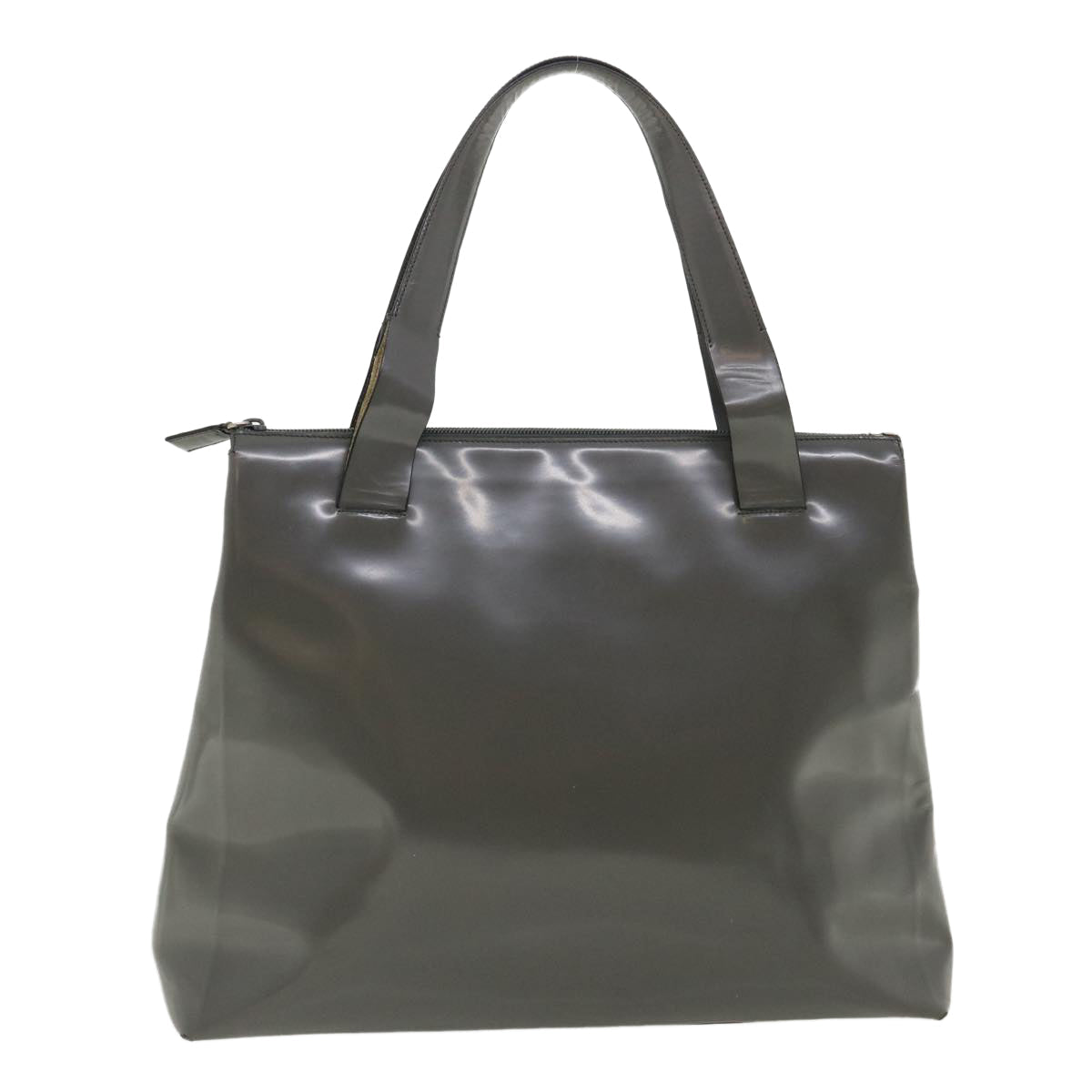 PRADA Tote Bag Patent Leather Gray  cl230