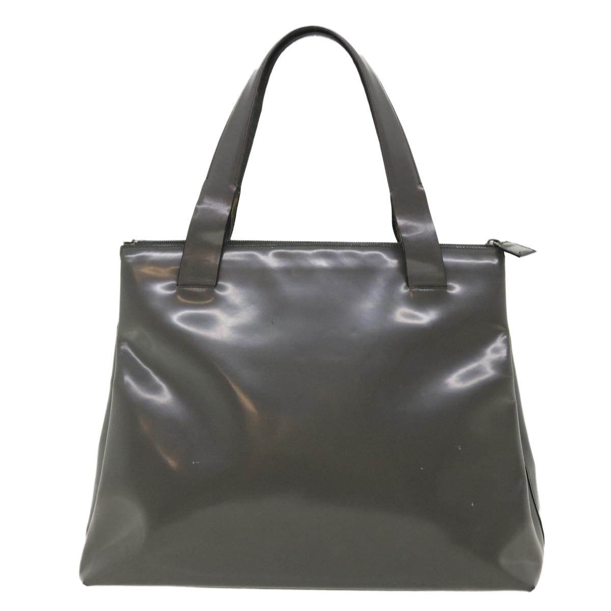 PRADA Tote Bag Patent Leather Gray  cl230