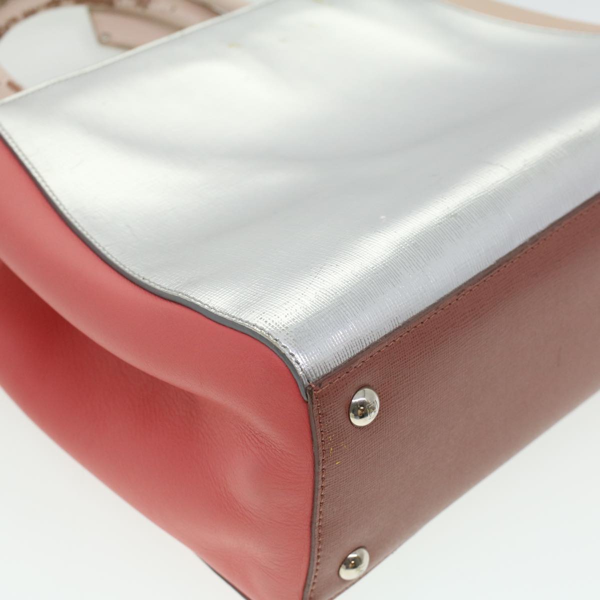 FENDI Hand Bag Leather Pink Silver beige  cl260