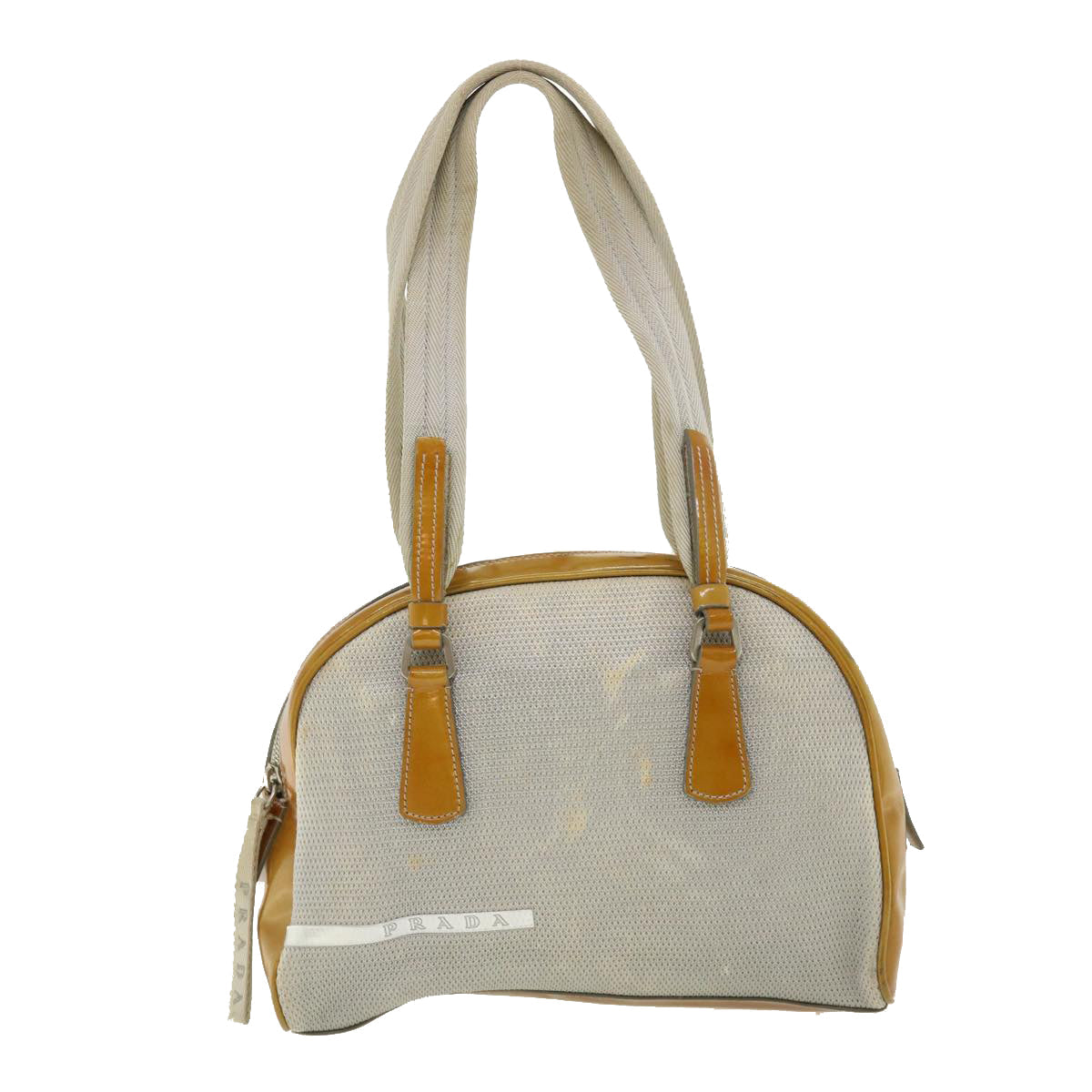 PRADA  Sports Shoulder Bag Patent Leather Silver  cl293