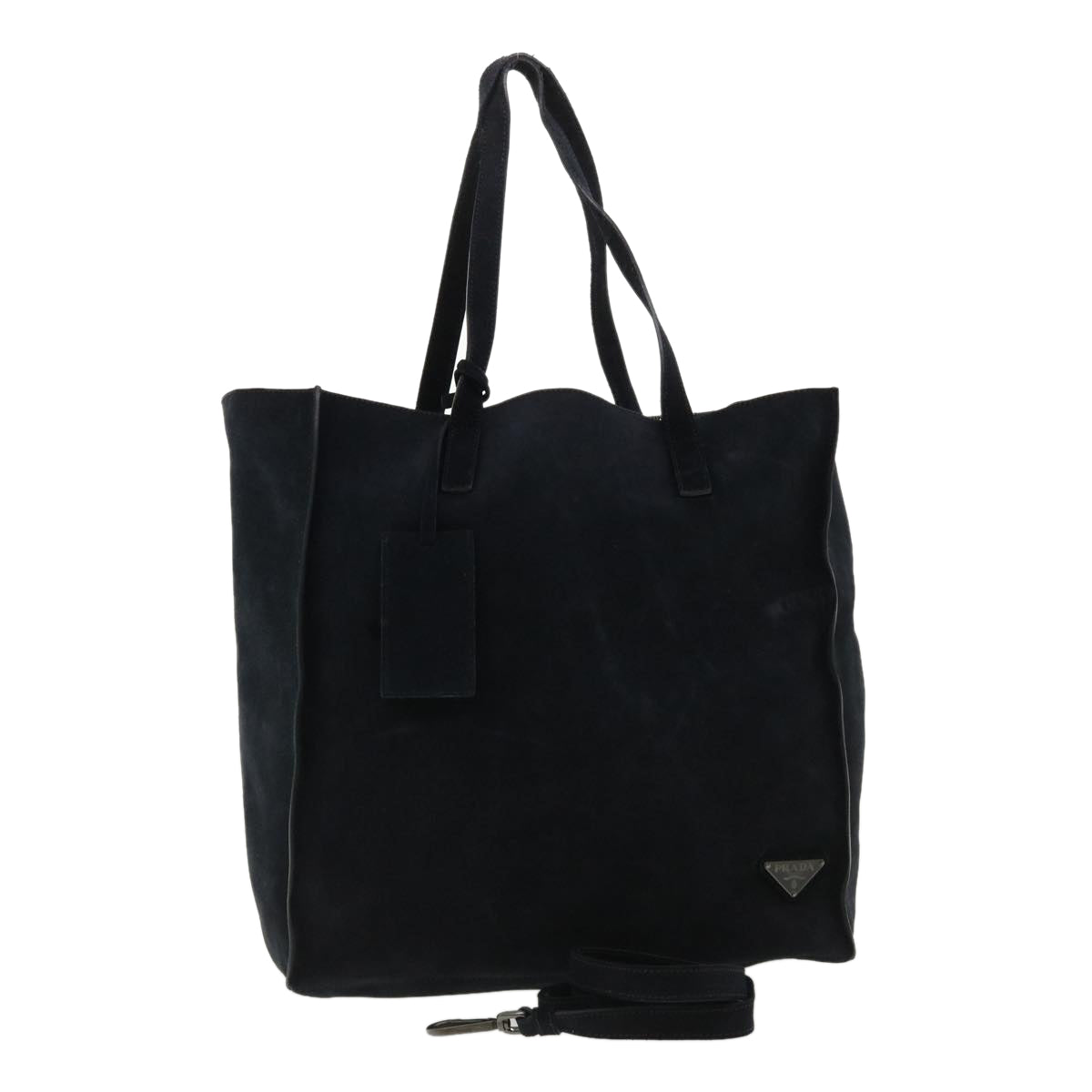 PRADA Tote Bag Suede 2way Navy  cl300